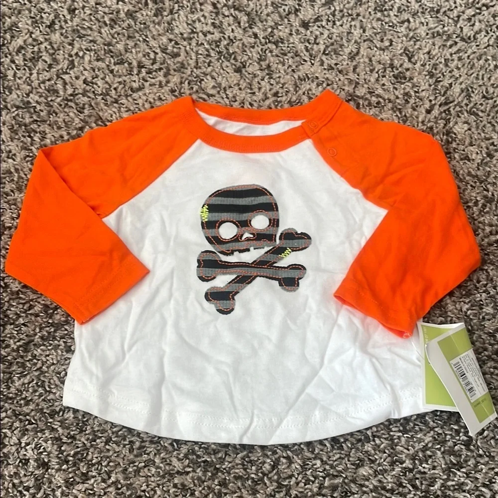 Bon Bebe Orange Onesie 3-6 month & Circo Orange/white Long Sleeve Skull Top